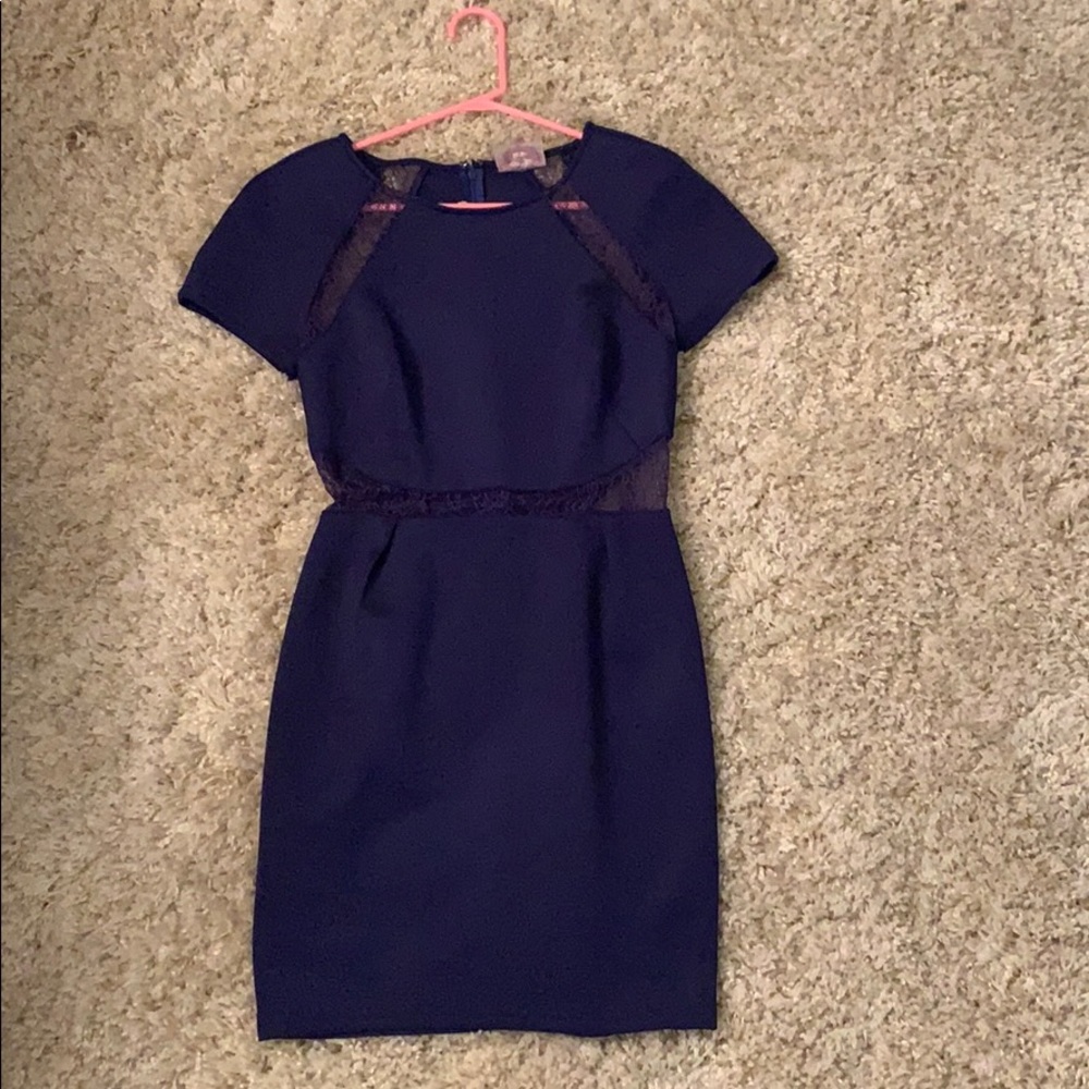 Navy blue dress with transparency lace